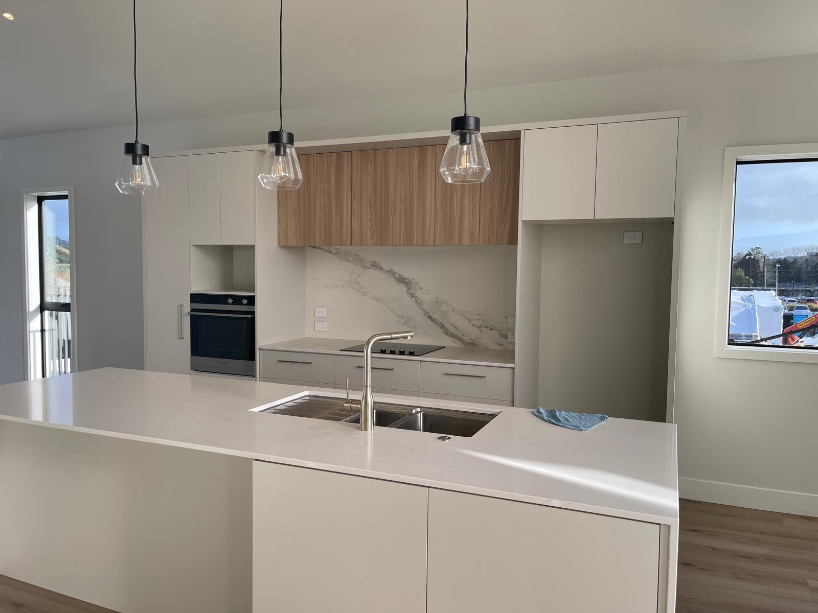 Two-tone cabinets with soft-close hardware